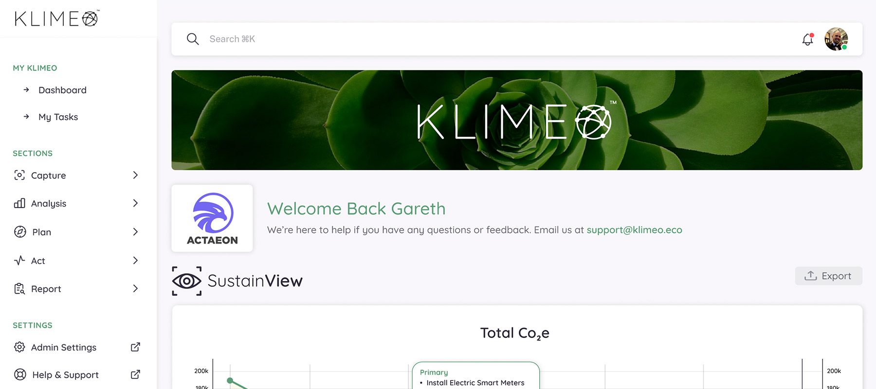 Klimeo sustainability platform prototype